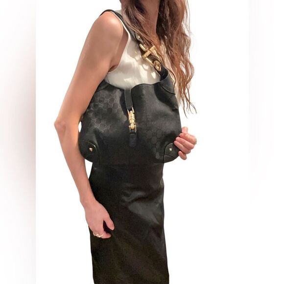 Gucci Black Jackie Hobo with Gold Piston lock - Picture 1 of 12